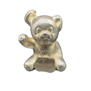 Vintage Silver Plated Teddy Bear Bank